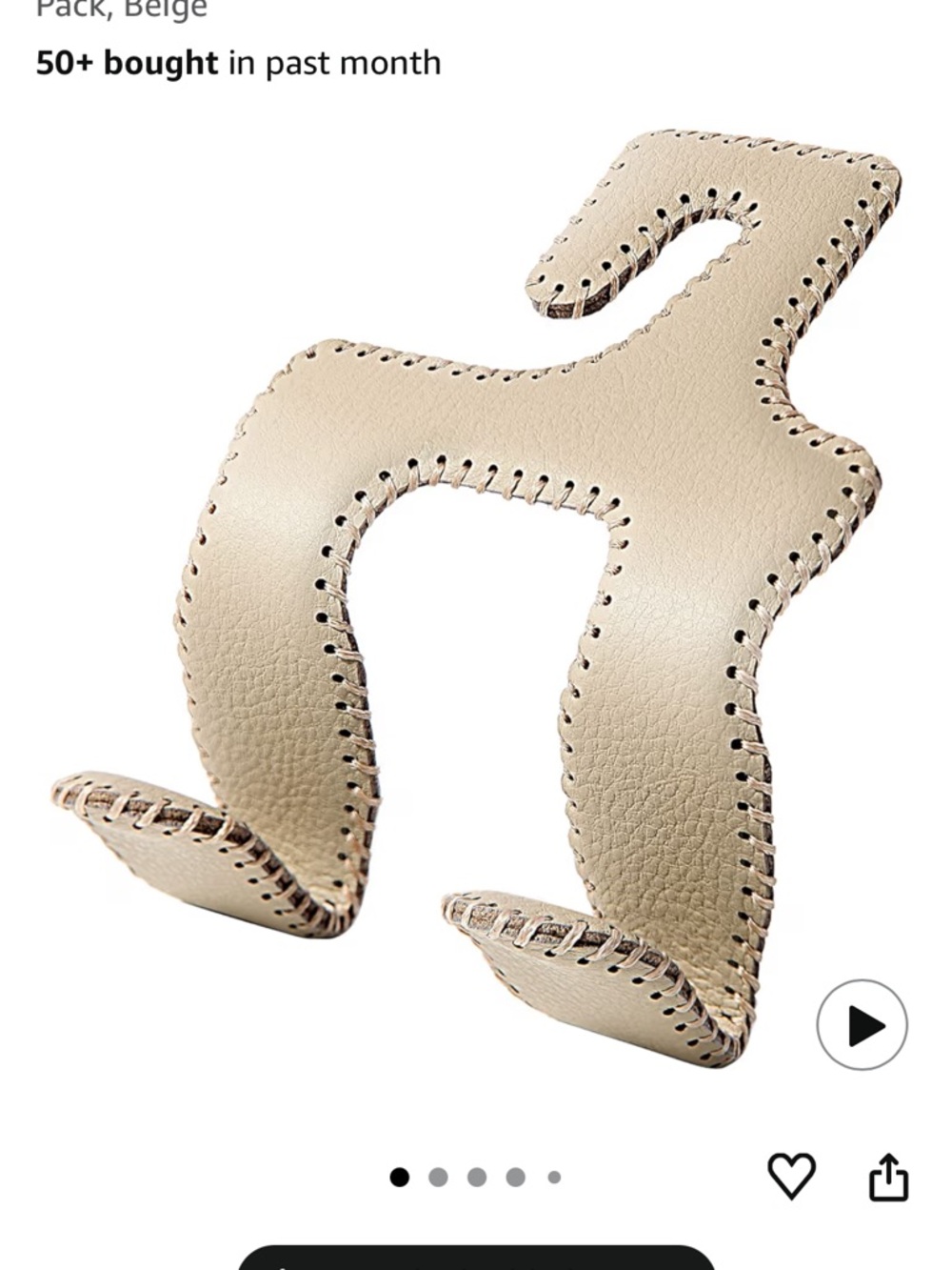 Beige Leather Car Headrest Hook Organizer